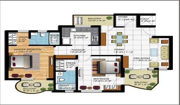 Century Oneworld Seraya 2 Bhk Apartment Floor Plan